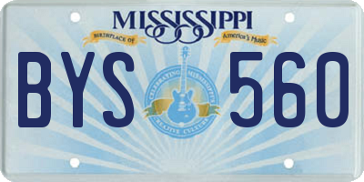 MS license plate BYS560