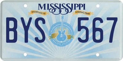 MS license plate BYS567