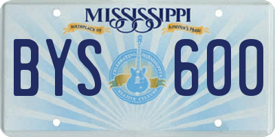 MS license plate BYS600