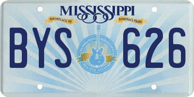 MS license plate BYS626