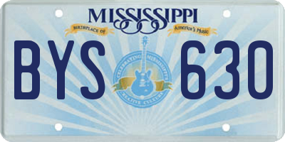 MS license plate BYS630