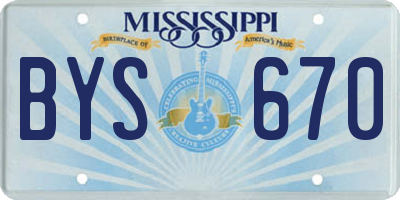 MS license plate BYS670