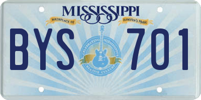 MS license plate BYS701