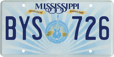 MS license plate BYS726