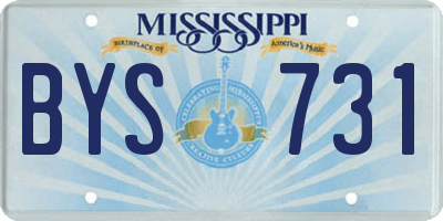 MS license plate BYS731