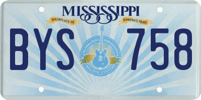 MS license plate BYS758