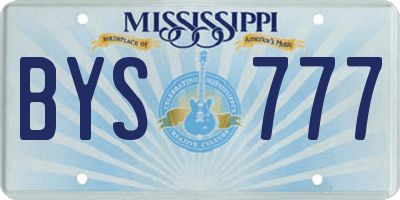 MS license plate BYS777