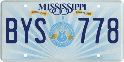 MS license plate BYS778
