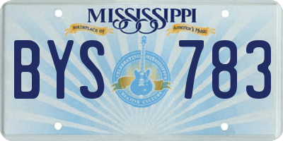MS license plate BYS783