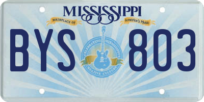 MS license plate BYS803