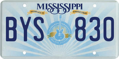 MS license plate BYS830