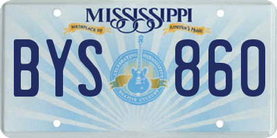 MS license plate BYS860