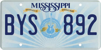 MS license plate BYS892