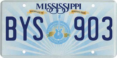 MS license plate BYS903