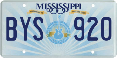 MS license plate BYS920