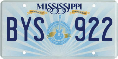 MS license plate BYS922