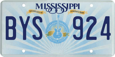 MS license plate BYS924
