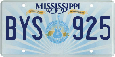 MS license plate BYS925