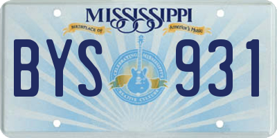 MS license plate BYS931