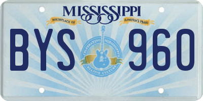 MS license plate BYS960