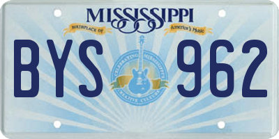 MS license plate BYS962