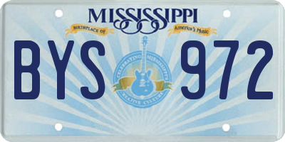 MS license plate BYS972