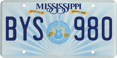 MS license plate BYS980