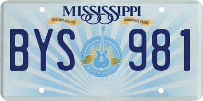 MS license plate BYS981