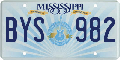 MS license plate BYS982