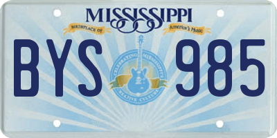 MS license plate BYS985