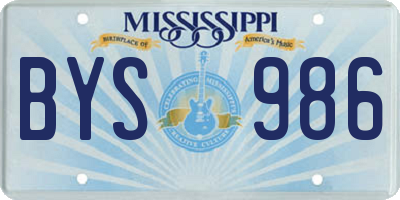 MS license plate BYS986