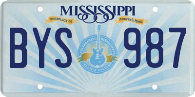 MS license plate BYS987