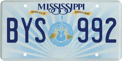 MS license plate BYS992