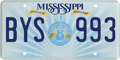 MS license plate BYS993