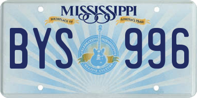 MS license plate BYS996