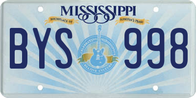 MS license plate BYS998