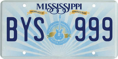 MS license plate BYS999