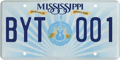 MS license plate BYT001