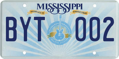 MS license plate BYT002