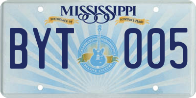 MS license plate BYT005