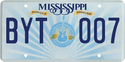 MS license plate BYT007