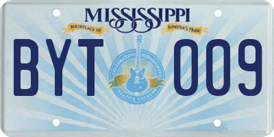 MS license plate BYT009
