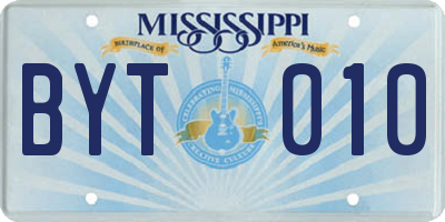 MS license plate BYT010