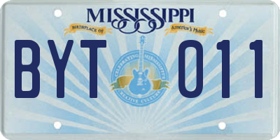 MS license plate BYT011