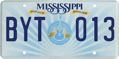 MS license plate BYT013