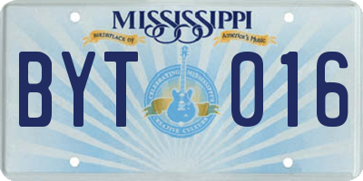 MS license plate BYT016