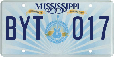 MS license plate BYT017