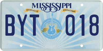 MS license plate BYT018