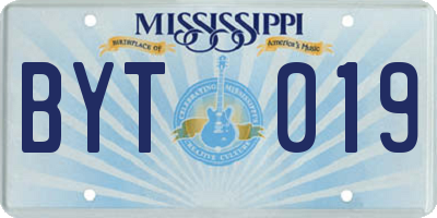 MS license plate BYT019