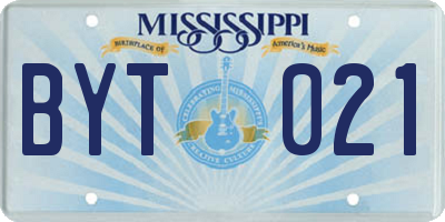 MS license plate BYT021